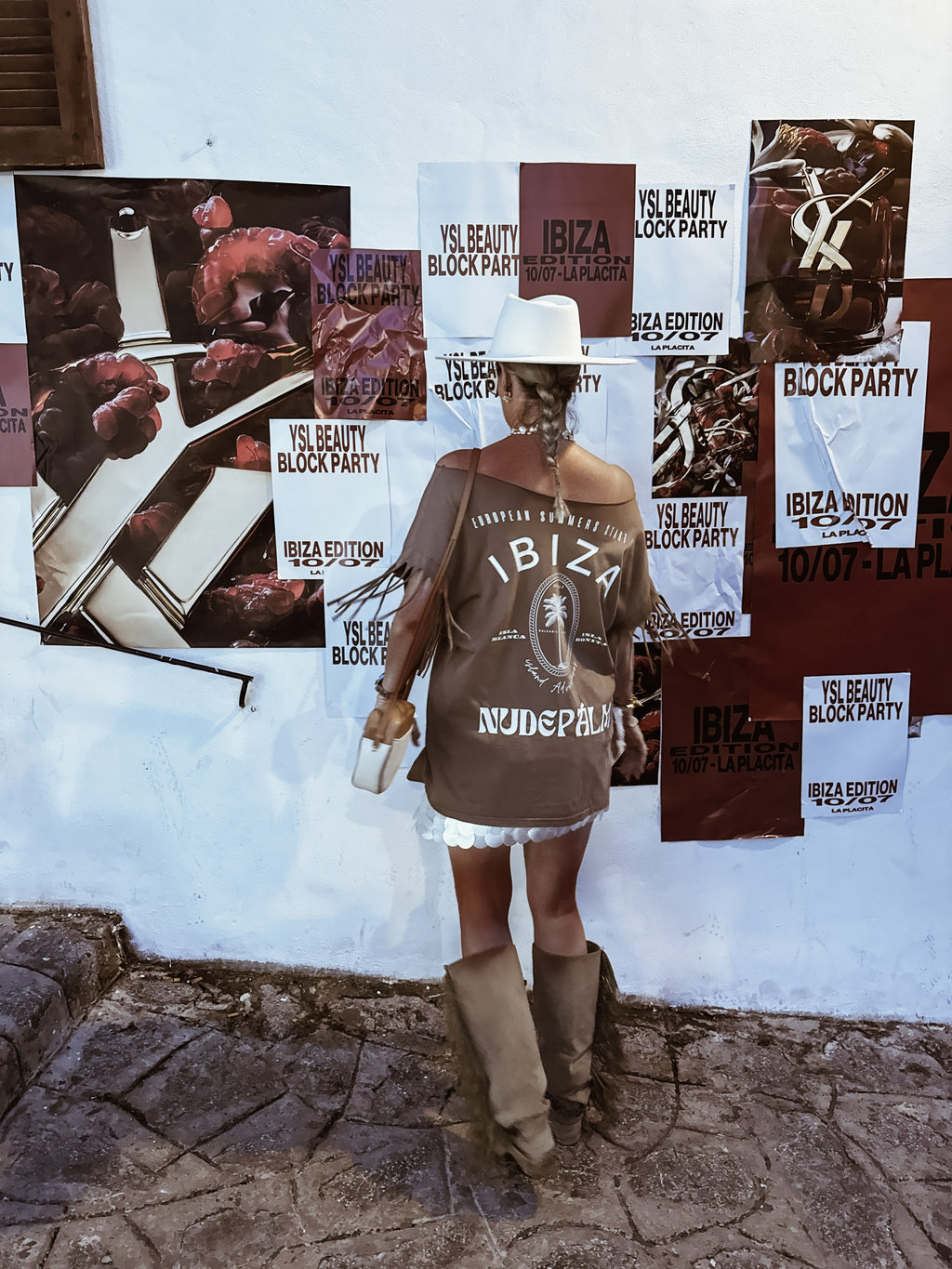 BOHÈME FRINGE OFF THE SHOULDER T-SHIRT | ICONIC ISLAND IBIZA | SUN-SOAKED TAN | OVERSIZED FIT