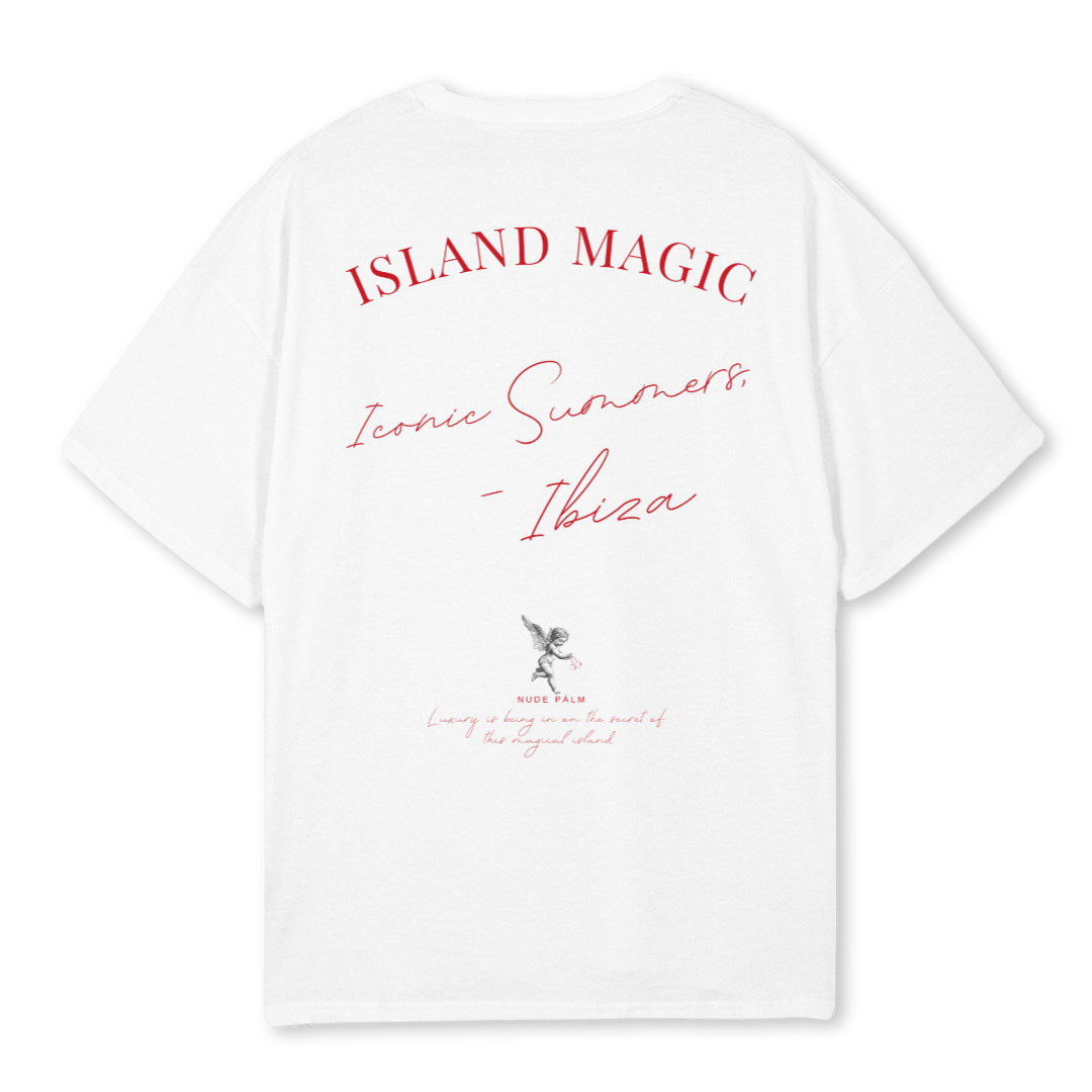 ISLAND MAGIC CHERRY CHERUB - WHITE T - SHIRT | OVERSIZED -  UNISEX