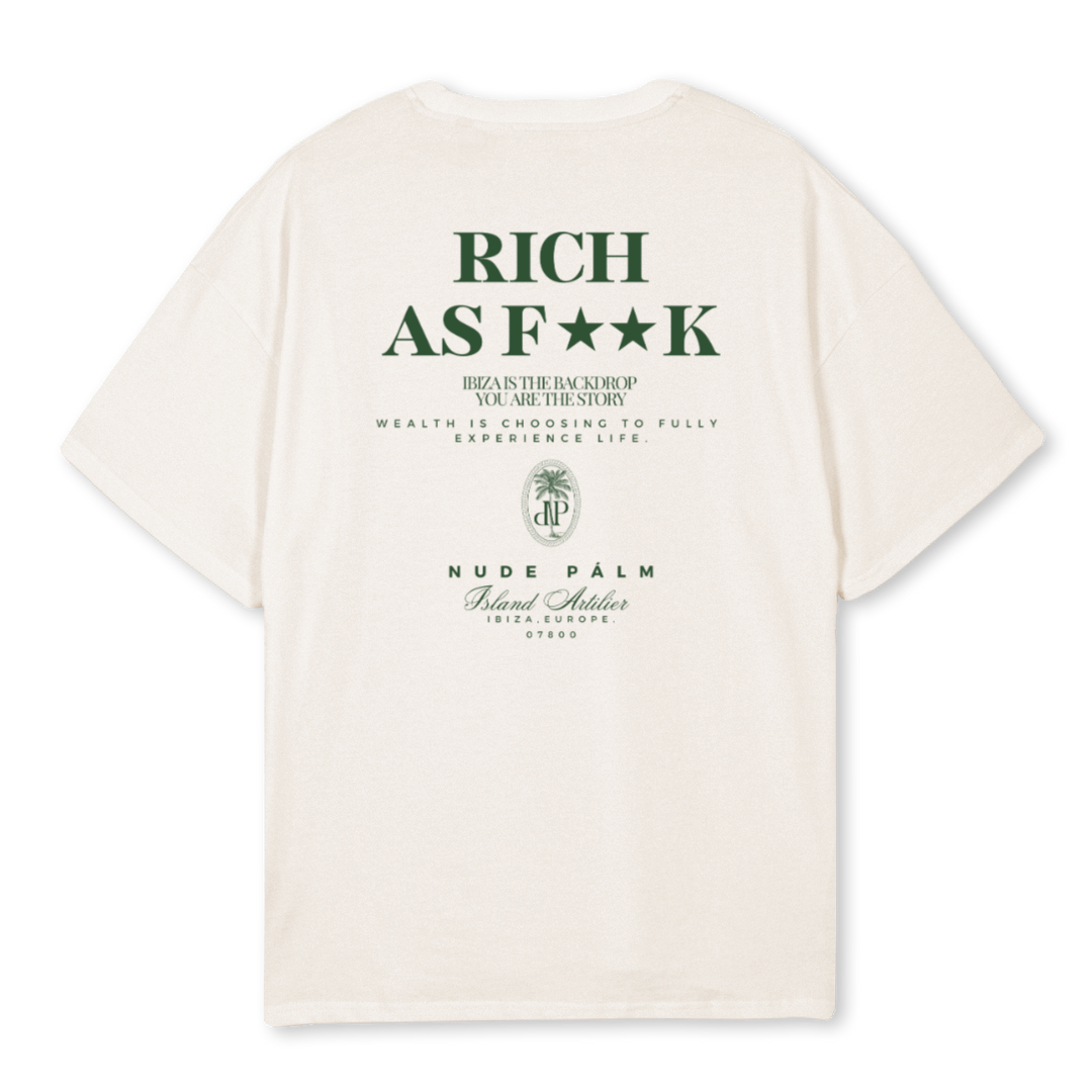 RICH AS F**K  - VINTAGE WHITE T - SHIRT | OVERSIZED -  UNISEX