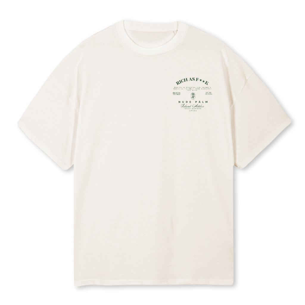 RICH AS F**K  - VINTAGE WHITE T - SHIRT | OVERSIZED -  UNISEX