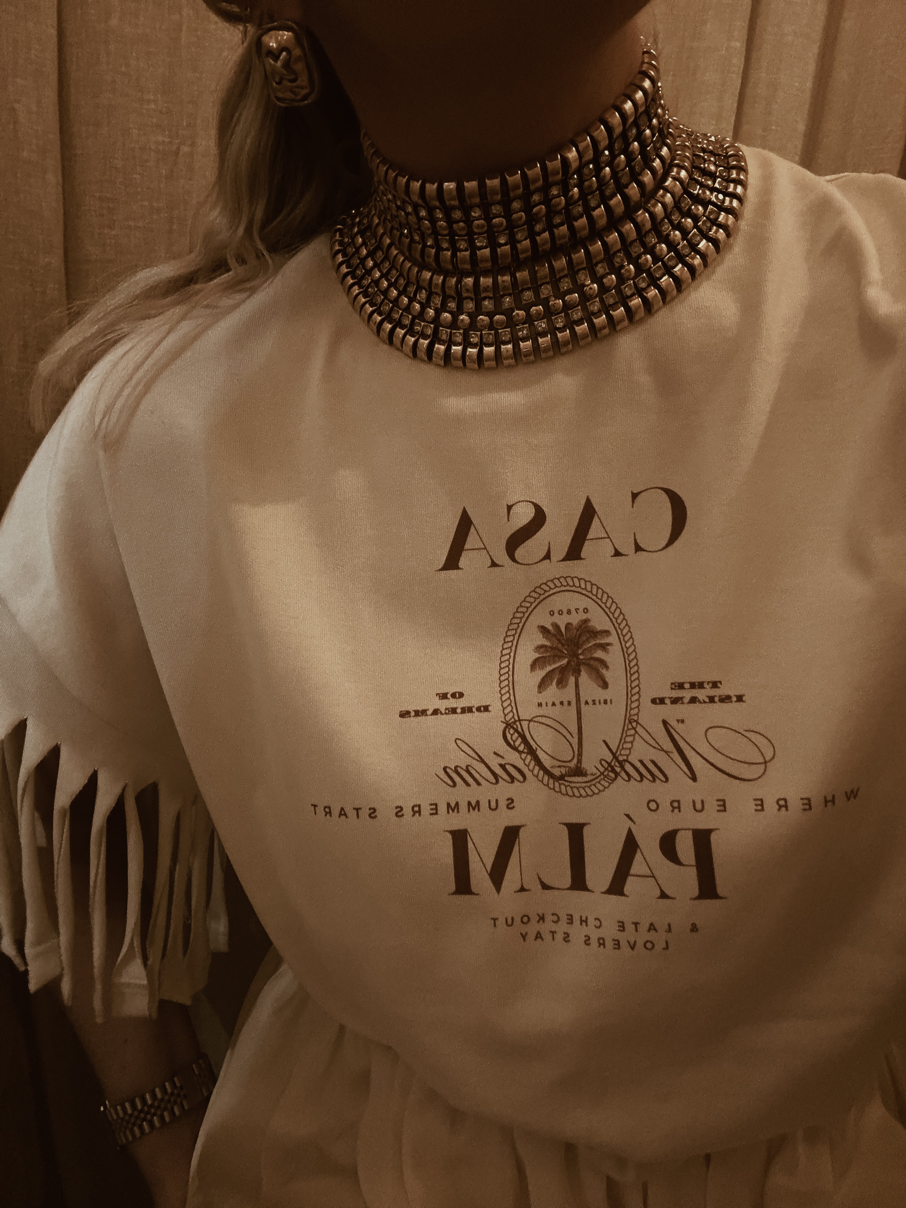CASA PALM BOHÉME FRINGE SLEEVES - CUSTOM OVERSIZED UNISEX T-SHIRT