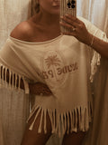 BOHEMÉ FRINGE OUTRÉ | ICONIC IBIZA ISLAND T-SHIRT - BLANCO