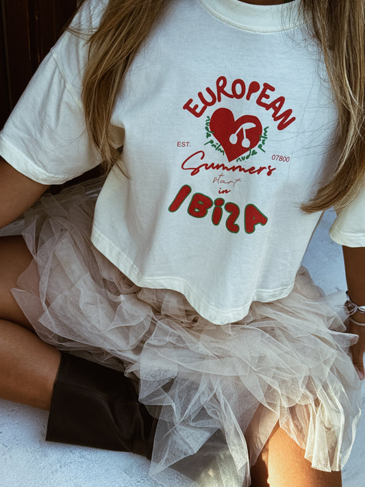 ISLA IBIZA CHERRY CROPPED T -SHIRT